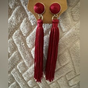 Tassel earrings burgundy and silver